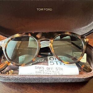 Tom Ford Christopher Tortoiseshell Round Sunglasses with Brown Lenses